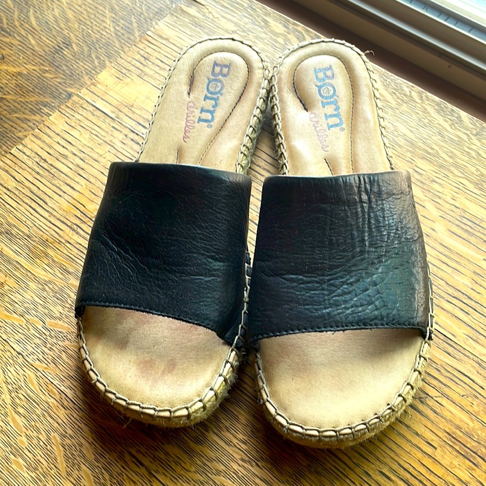 Born drilled EUC leather slides